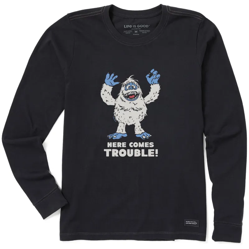 Women's Bumble Here Comes Trouble Long Sleeve Crusher Tee made by Life is Good