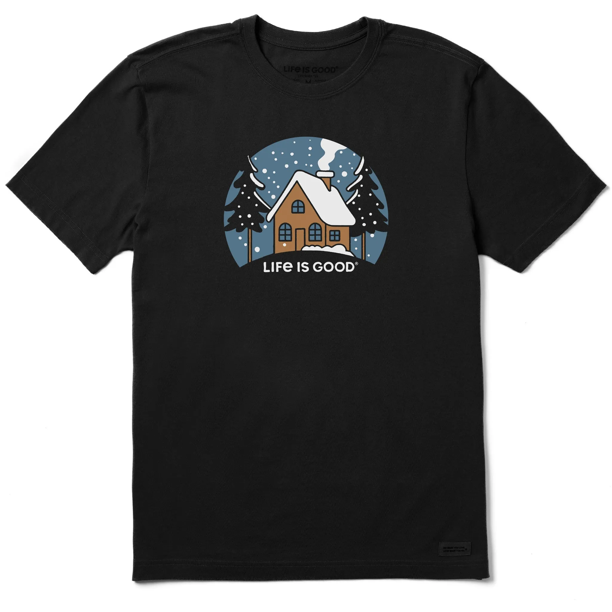Men's Cabin in the Snow Short Sleeve Crusher Tee sold by Life is Good