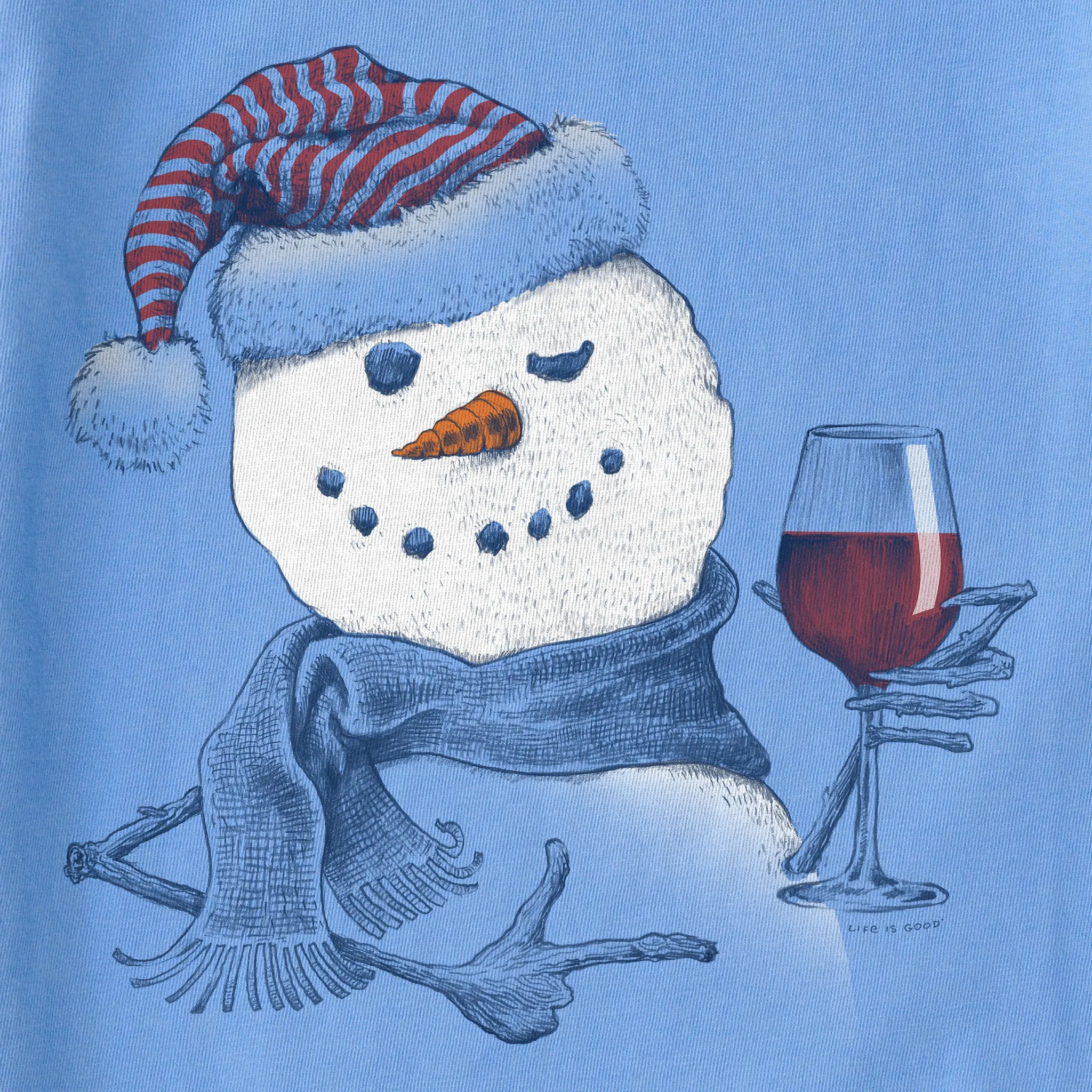 Women's Snowman w Red Wine Long Sleeve Crusher Tee sold by Life is Good product image thumbnail 2