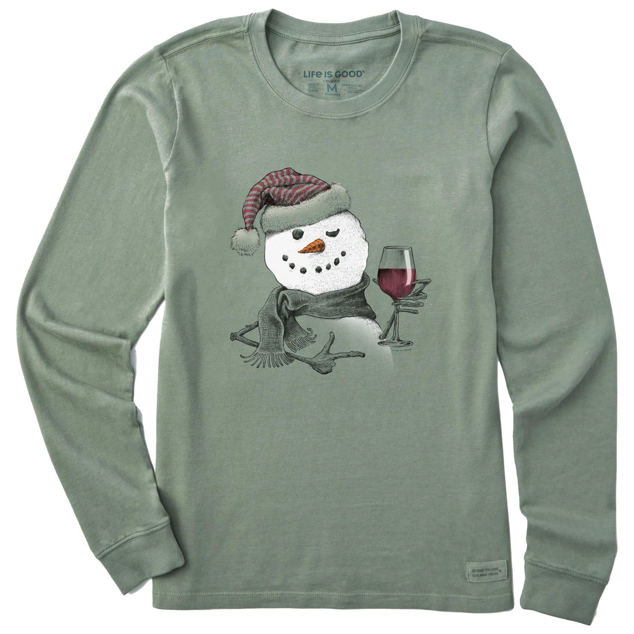 Women's Snowman w Red Wine Long Sleeve Crusher Tee sold by Life is Good product image thumbnail 3