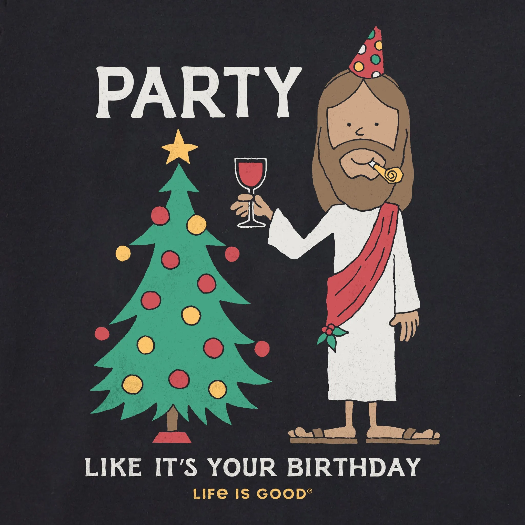 Men's Party Like It's Your Birthday Long Sleeve Crusher Tee sold by Life is Good product image thumbnail 4