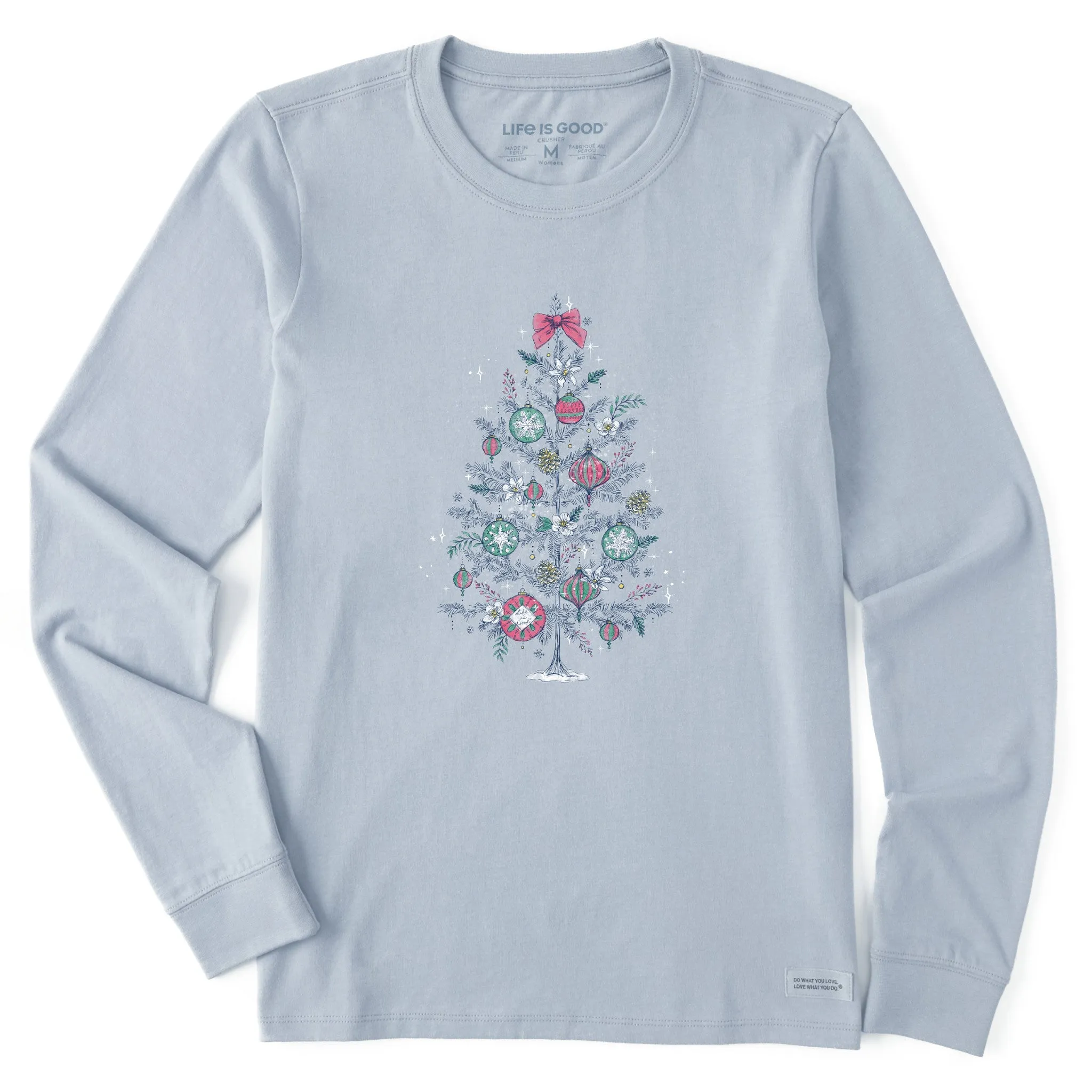 Women's Dreamy Christmas Tree Long Sleeve Crusher Tee sold by Life is Good