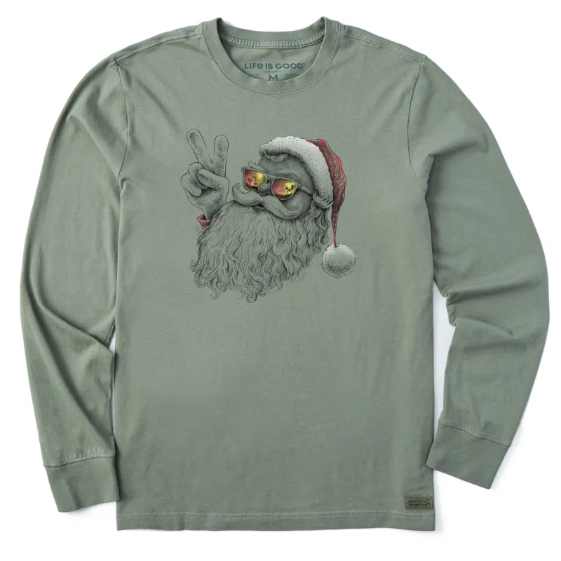 Men's Peaceful Santa Long Sleeve Crusher Tee sold by Life is Good