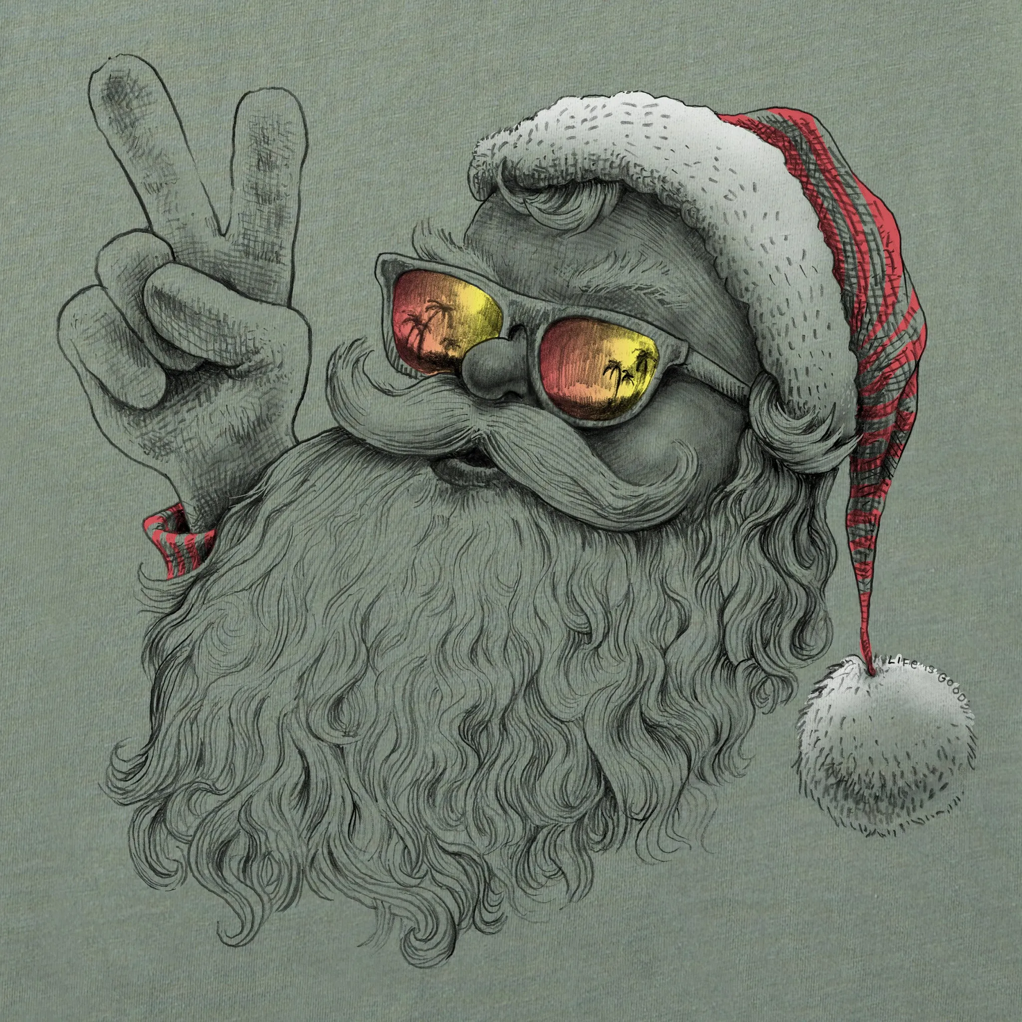 Men's Peaceful Santa Long Sleeve Crusher Tee sold by Life is Good product image thumbnail 2