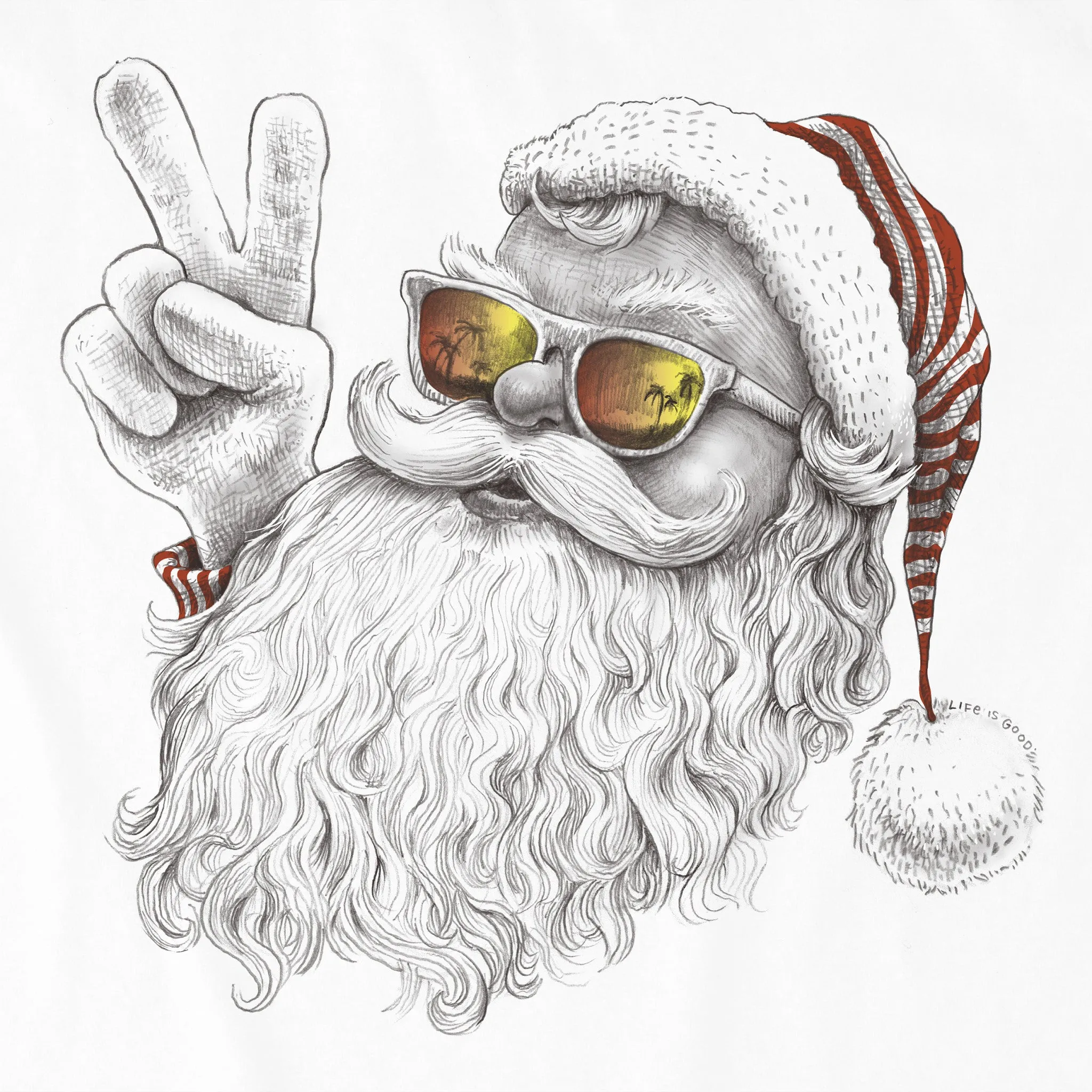 Men's Peaceful Santa Long Sleeve Crusher Tee sold by Life is Good product image thumbnail 4