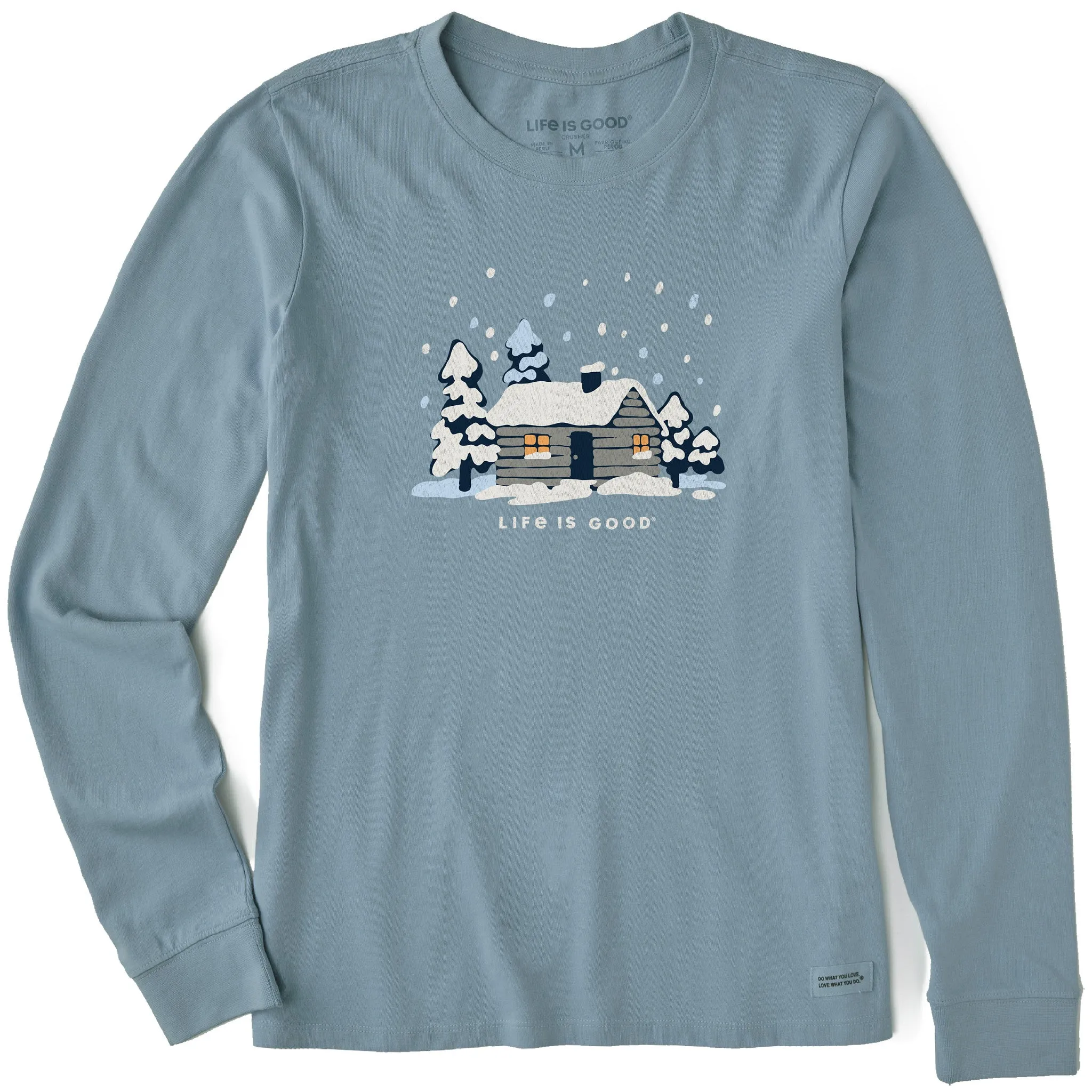 Women's Snowy Cabin in the Woods Long Sleeve Crusher Tee sold by Life is Good