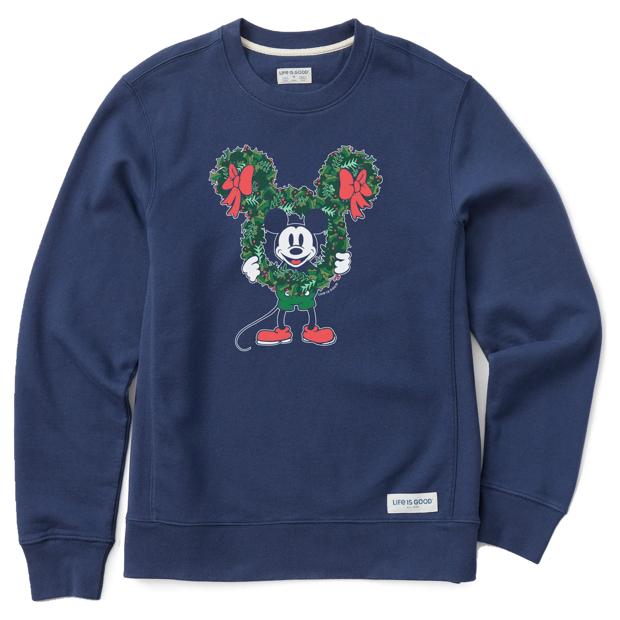 Men's Steamboat Willie Wreath Simply True Fleece Crew sold by Life is Good
