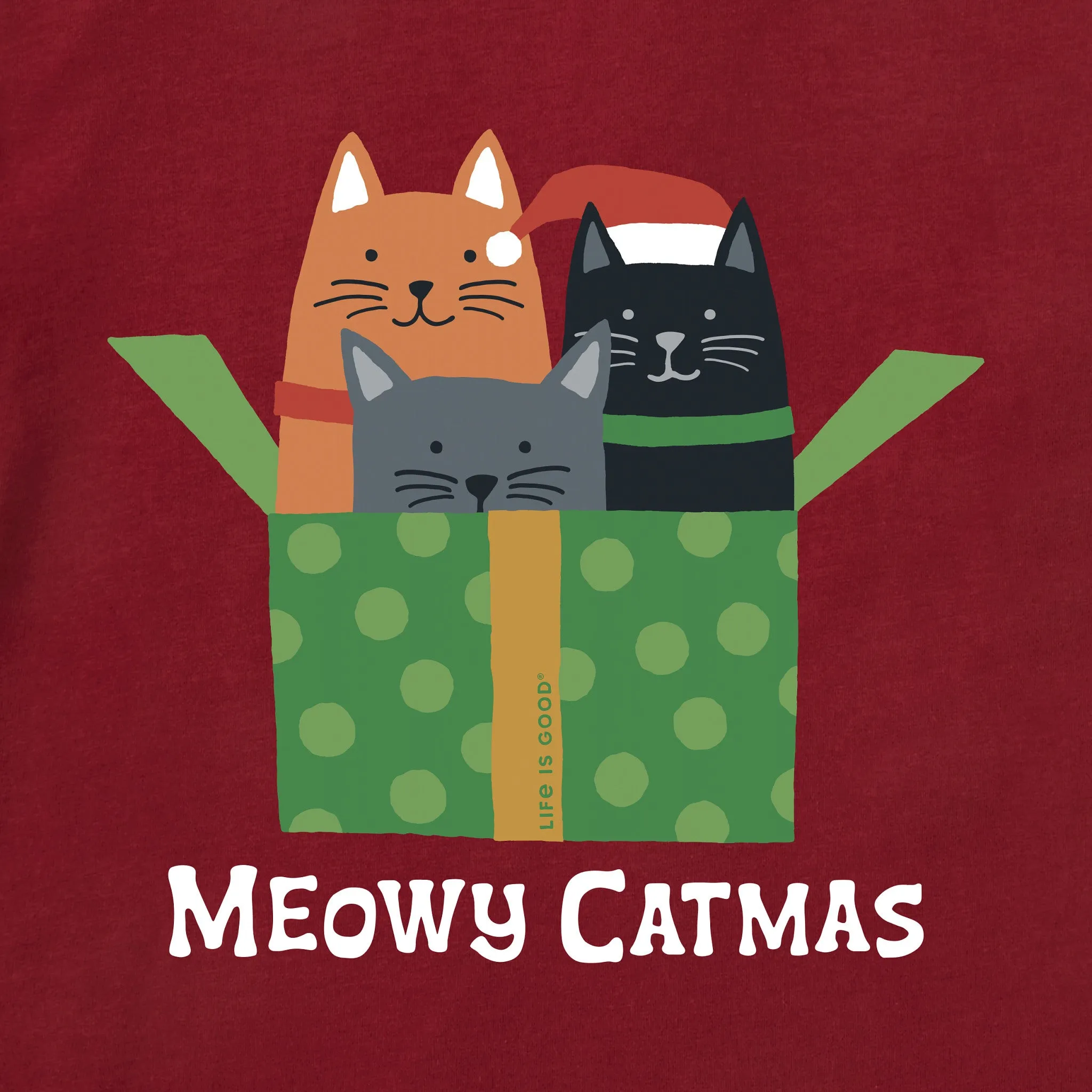Women's Meowy Catmas Present Long Sleeve Crusher Tee sold by Life is Good product image thumbnail 2