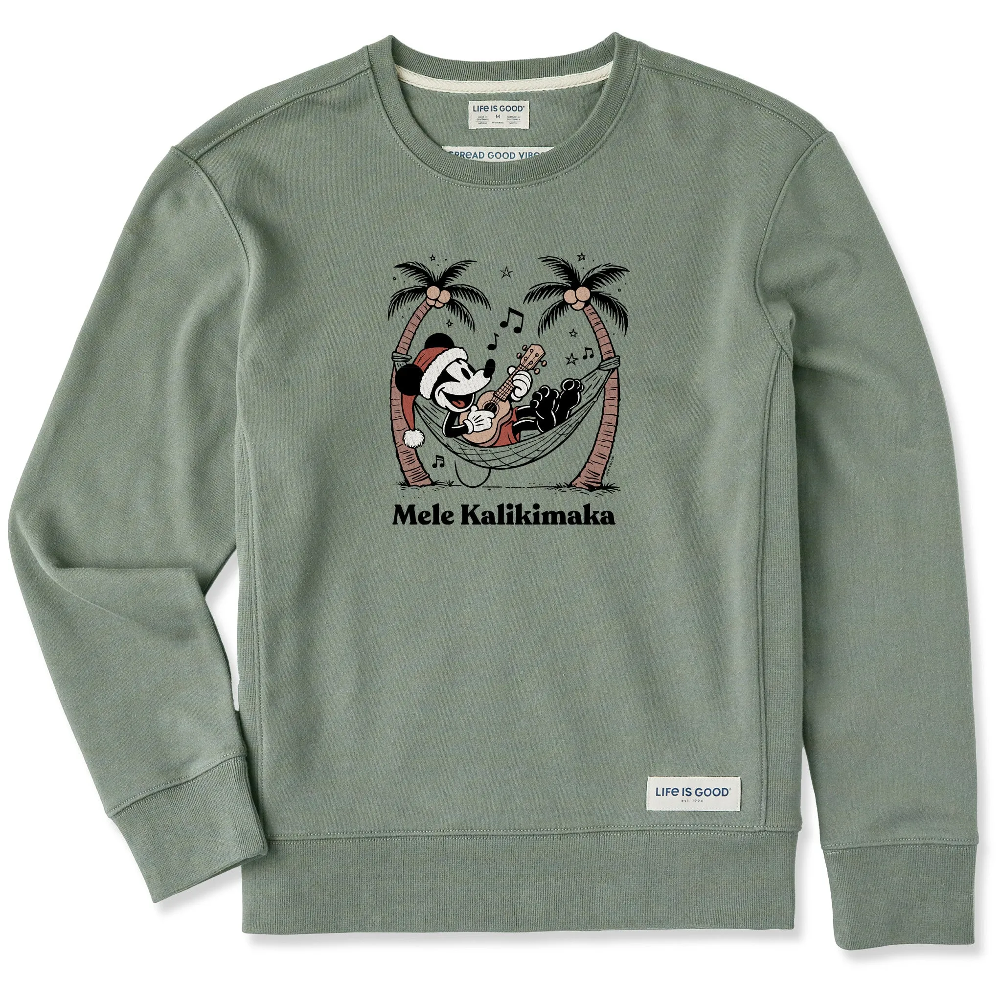 Women's Mele Kalikimaka Willie Simply True Fleece Crew sold by Life is Good