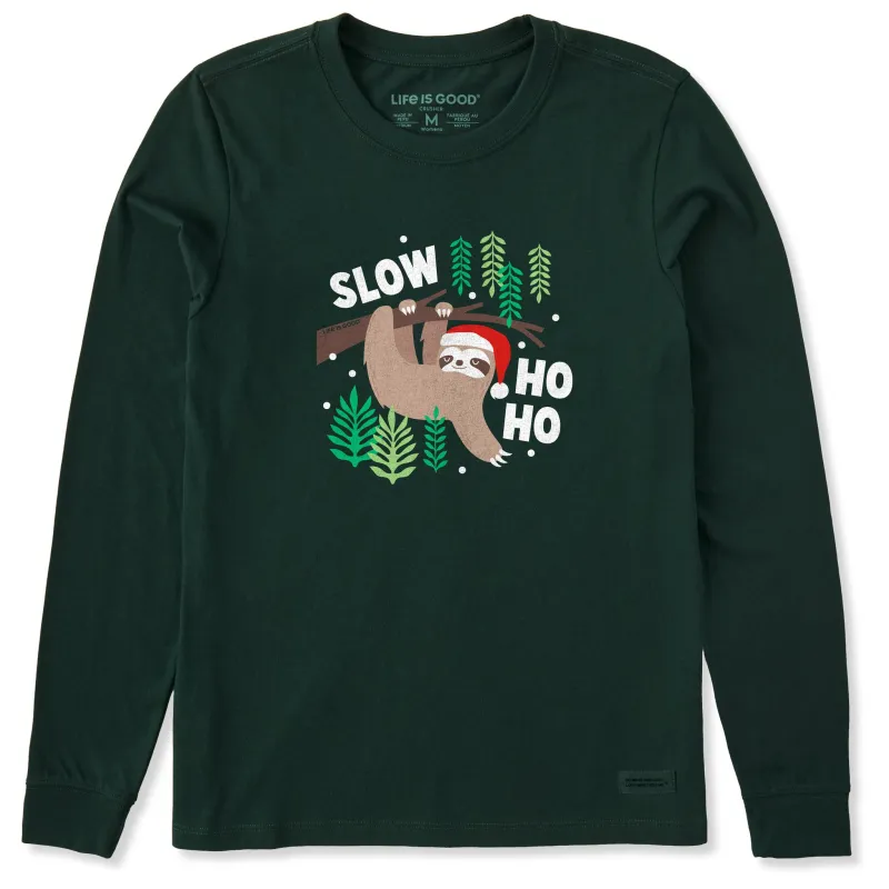 Women's Slow Ho Ho Sloth Long Sleeve Crusher Tee made by Life is Good
