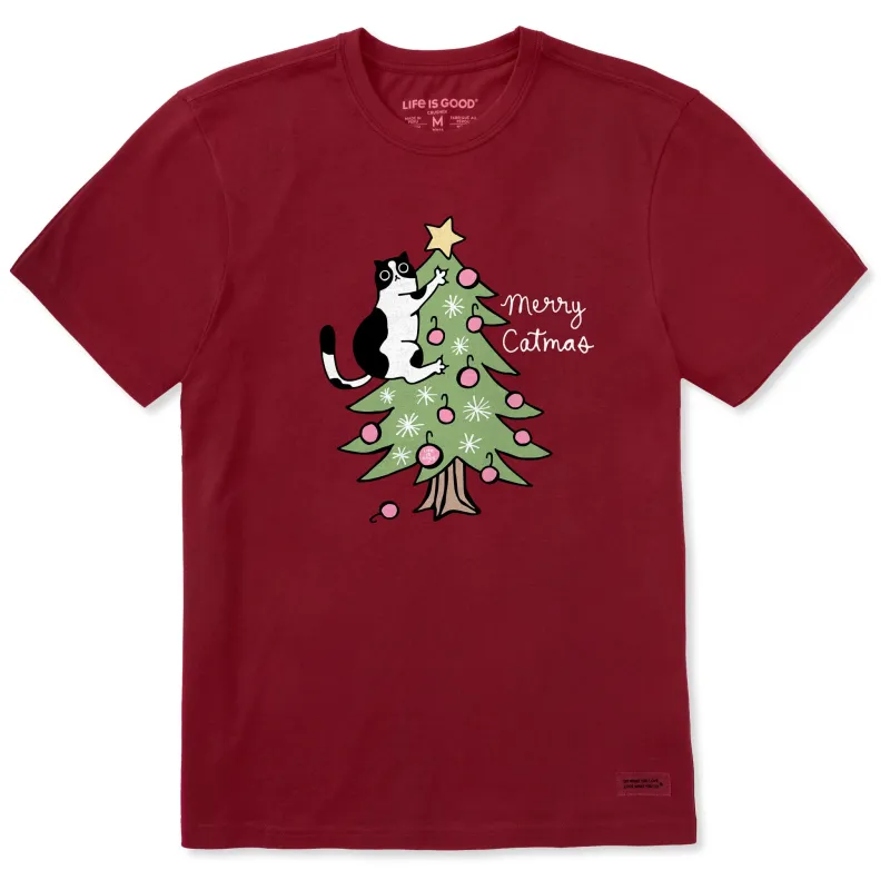 Men's Merry Catmas Climber Short Sleeve Crusher Tee sold by Life is Good