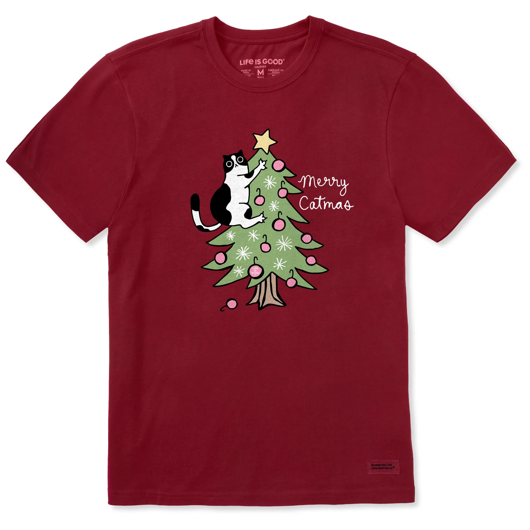 Men's Merry Catmas Climber Short Sleeve Crusher Tee sold by Life is Good