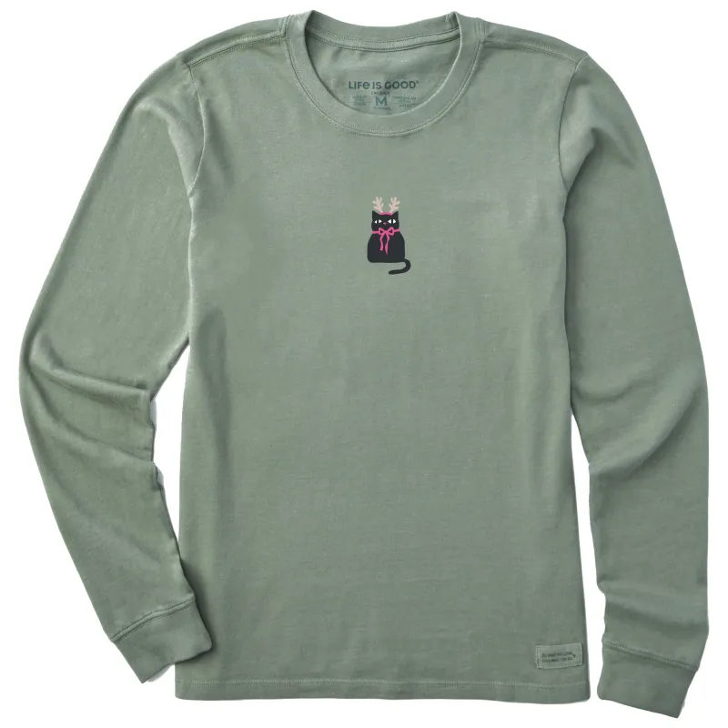 Women's Reindeer Cat Long Sleeve Crusher Tee sold by Life is Good