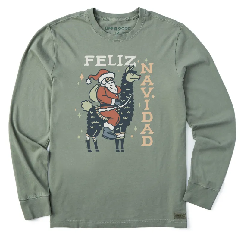 Men's Feliz Navidad Llama Long Sleeve Crusher Tee made by Life is Good