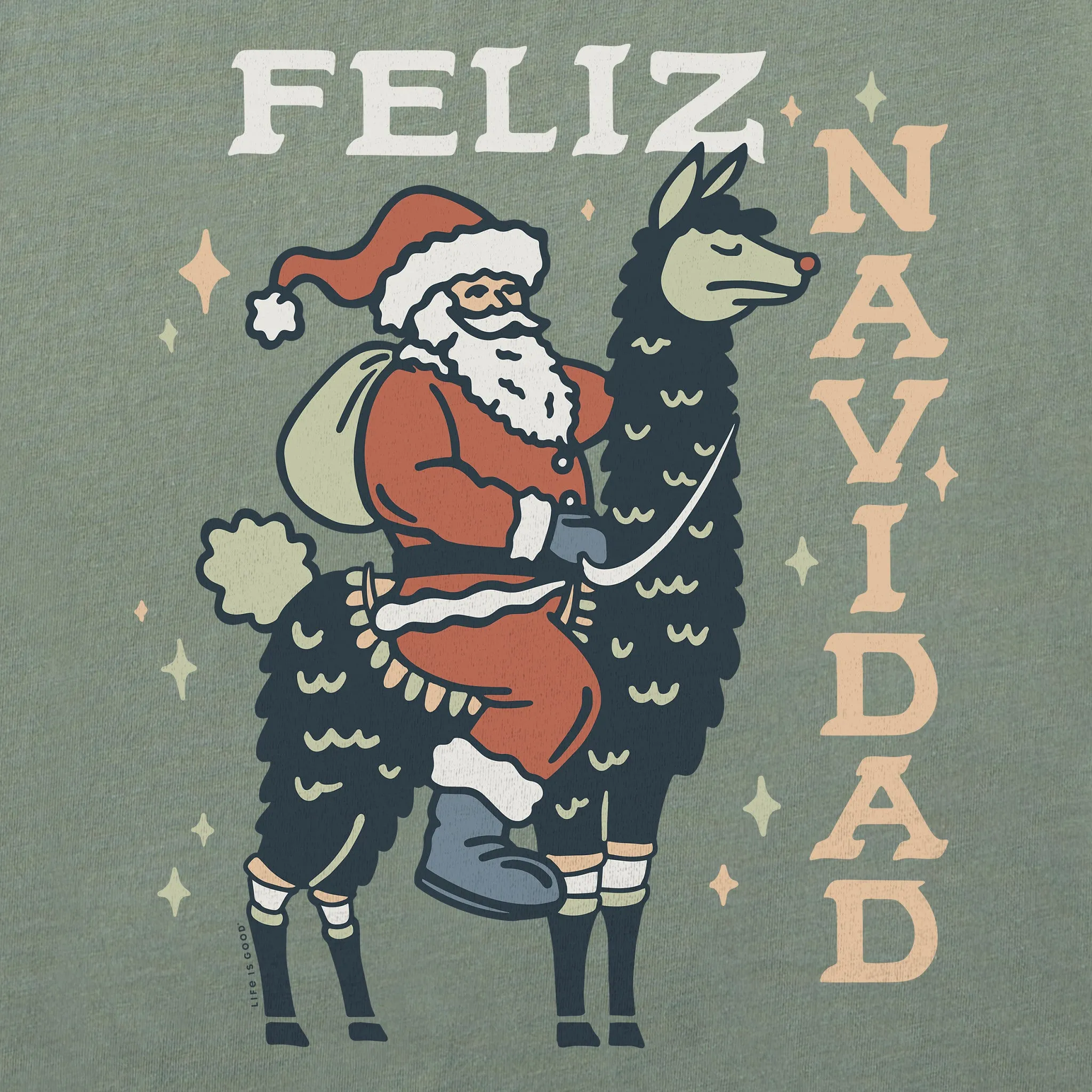 Men's Feliz Navidad Llama Long Sleeve Crusher Tee sold by Life is Good product image thumbnail 2