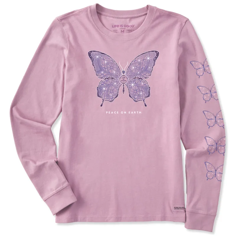 Women's Twinkling Icy Butterfly Long Sleeve Crusher Tee made by Life is Good