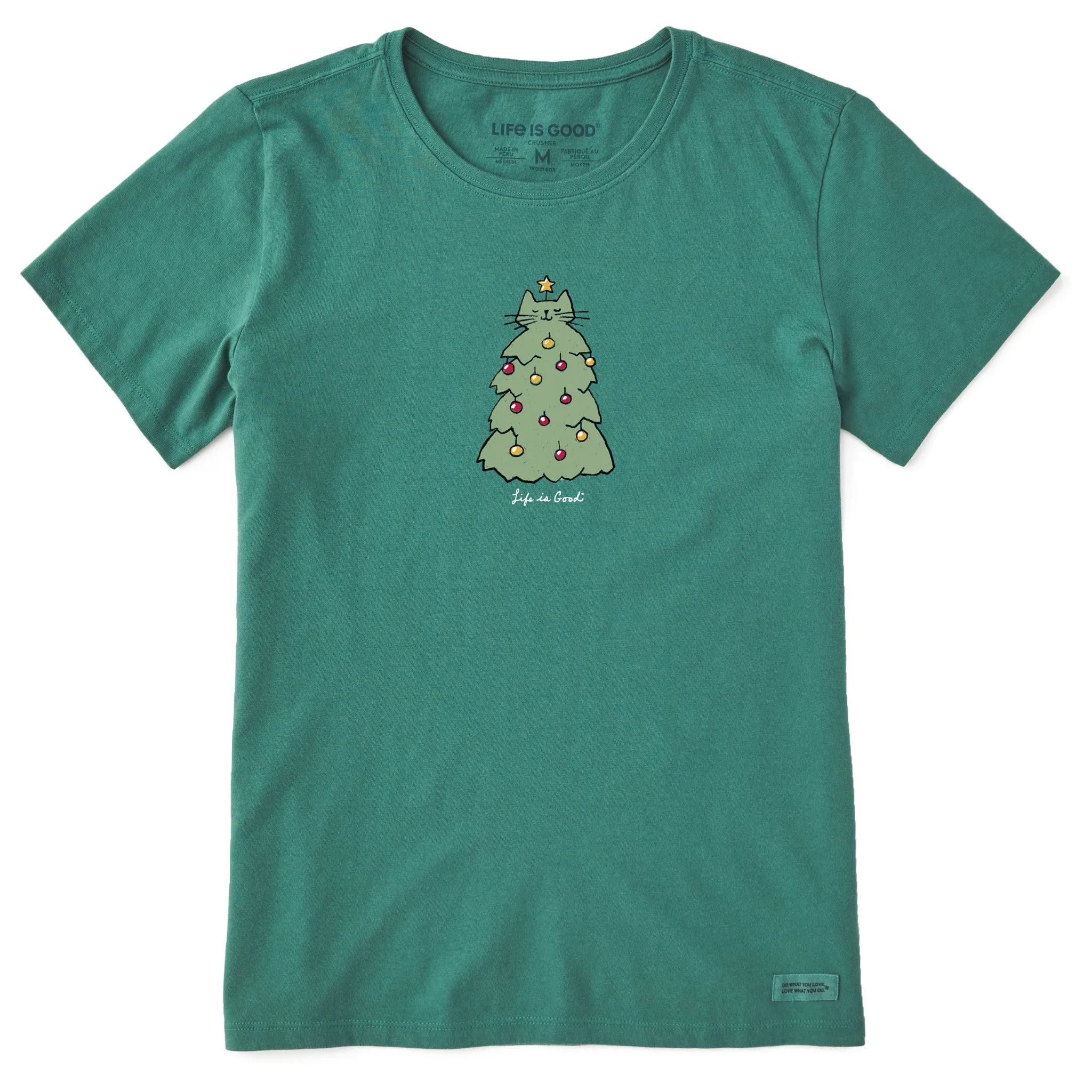 Women's Catmas Tree Short Sleeve Crusher Tee sold by Life is Good