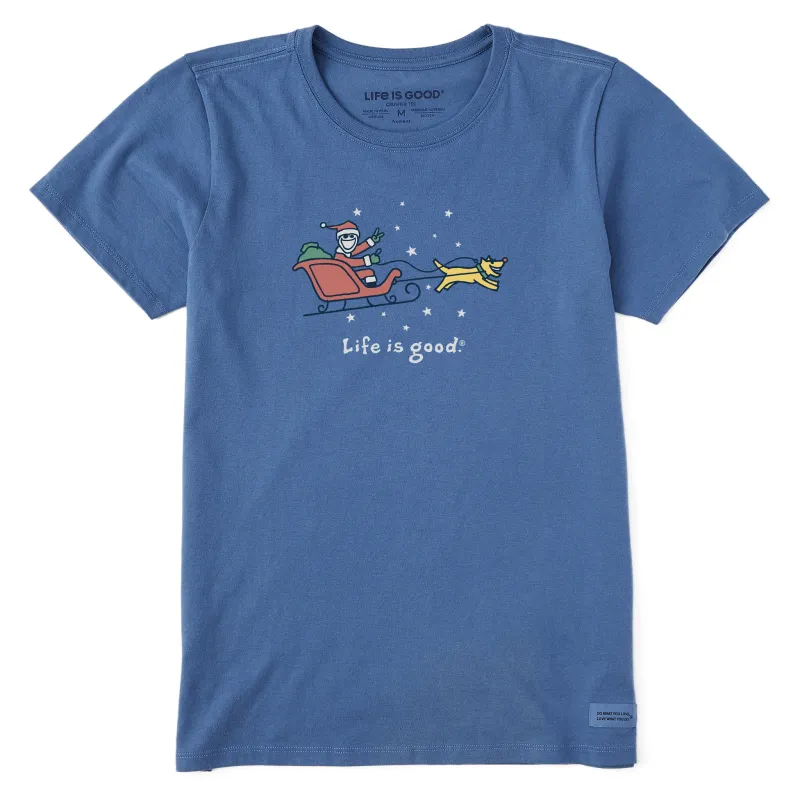 Women's Jake and Rocket Sleigh Ride Short Sleeve Crusher Tee sold by Life is Good