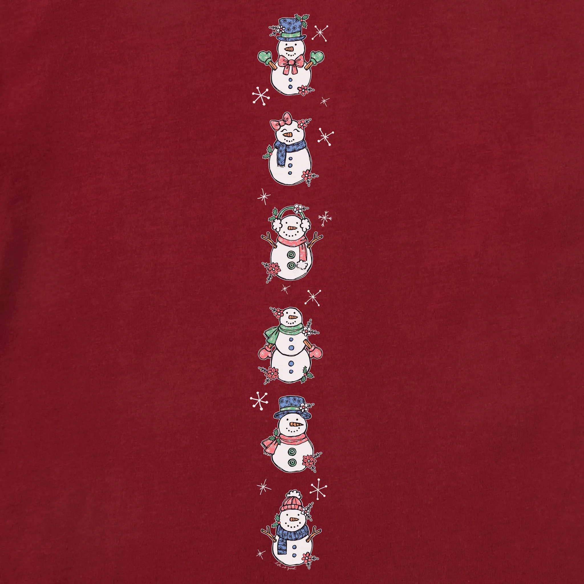 Women's Cute Snowmen Long Sleeve Crusher Vee sold by Life is Good product image thumbnail 2