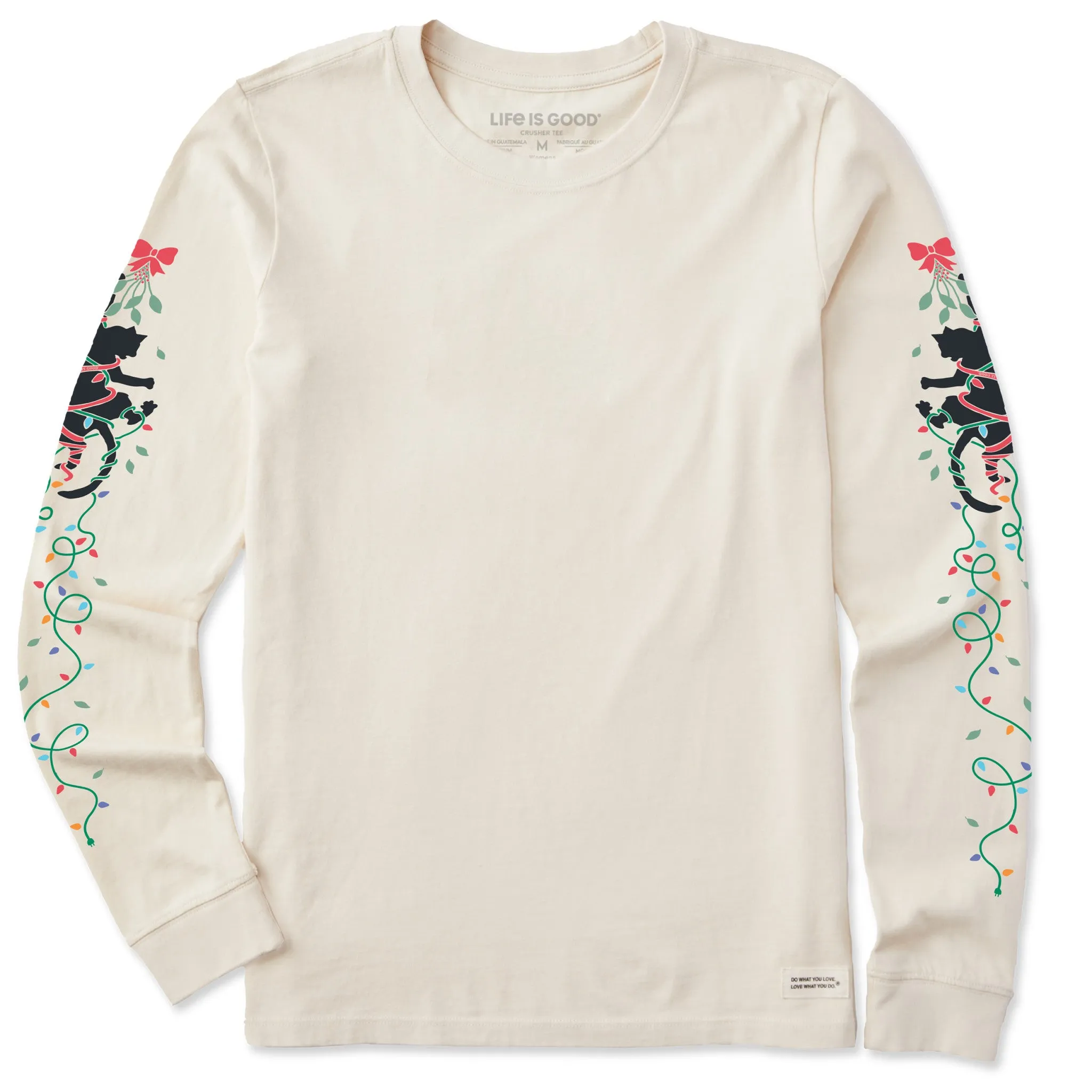 Women's Naughty Christmas Cat Long Sleeve Crusher Tee sold by Life is Good