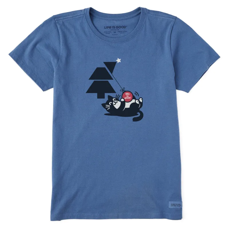 Women's Tuxedo Cat Xmas Tree Ornament Short Sleeve Crusher Tee sold by Life is Good