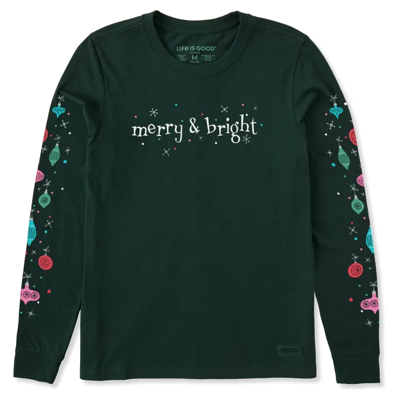 Women's Mid-Century Merry & Bright Long Sleeve Crusher Tee sold by Life is Good