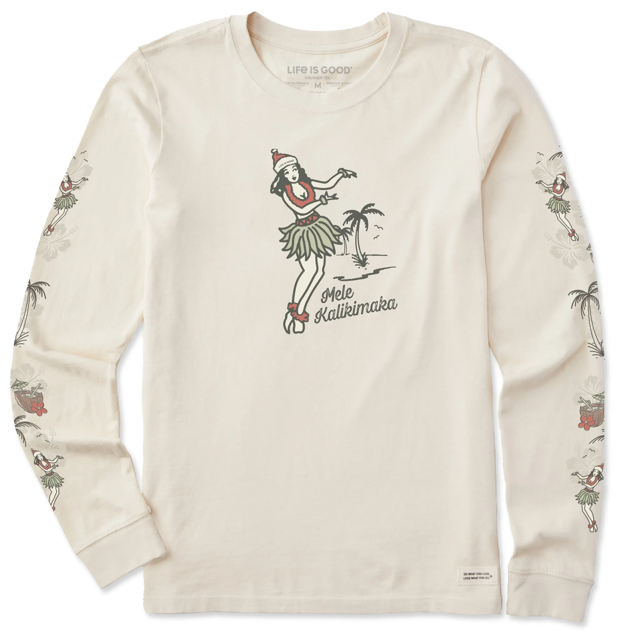 Women's Hula Mele Kalikimaka Long Sleeve Crusher Tee sold by Life is Good