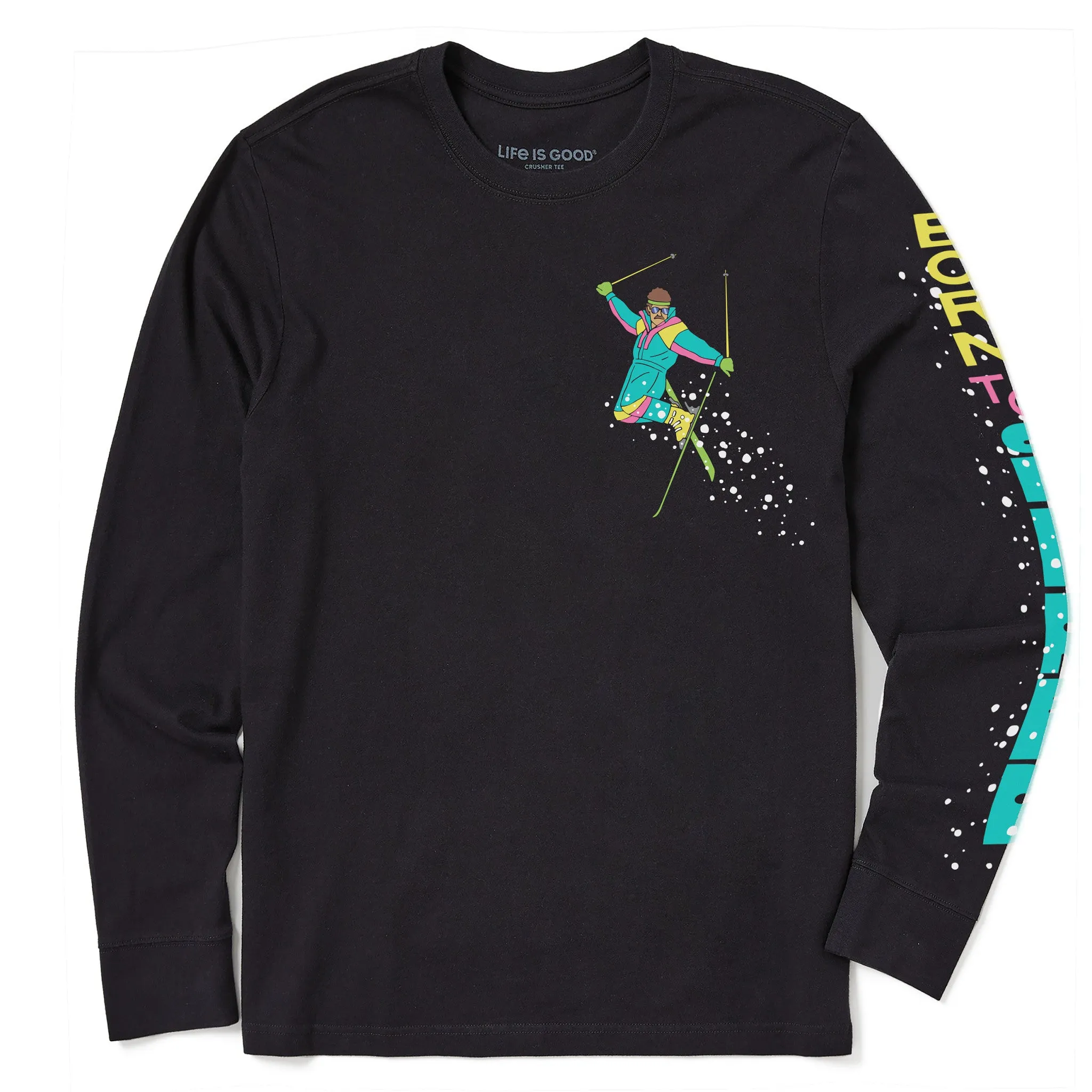 Men's Born to Shred Skiier Long Sleeve Crusher Tee sold by Life is Good