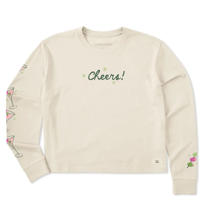 Women's Cheers Holiday Tinis Long Sleeve Crusher Boxy Tee sold by Life is Good