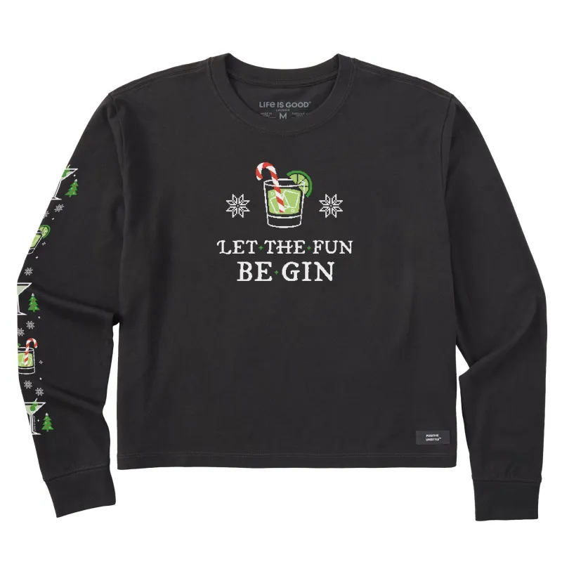 Women's Let the Holiday Fun Be Gin Long Sleeve Crusher Boxy Tee sold by Life is Good
