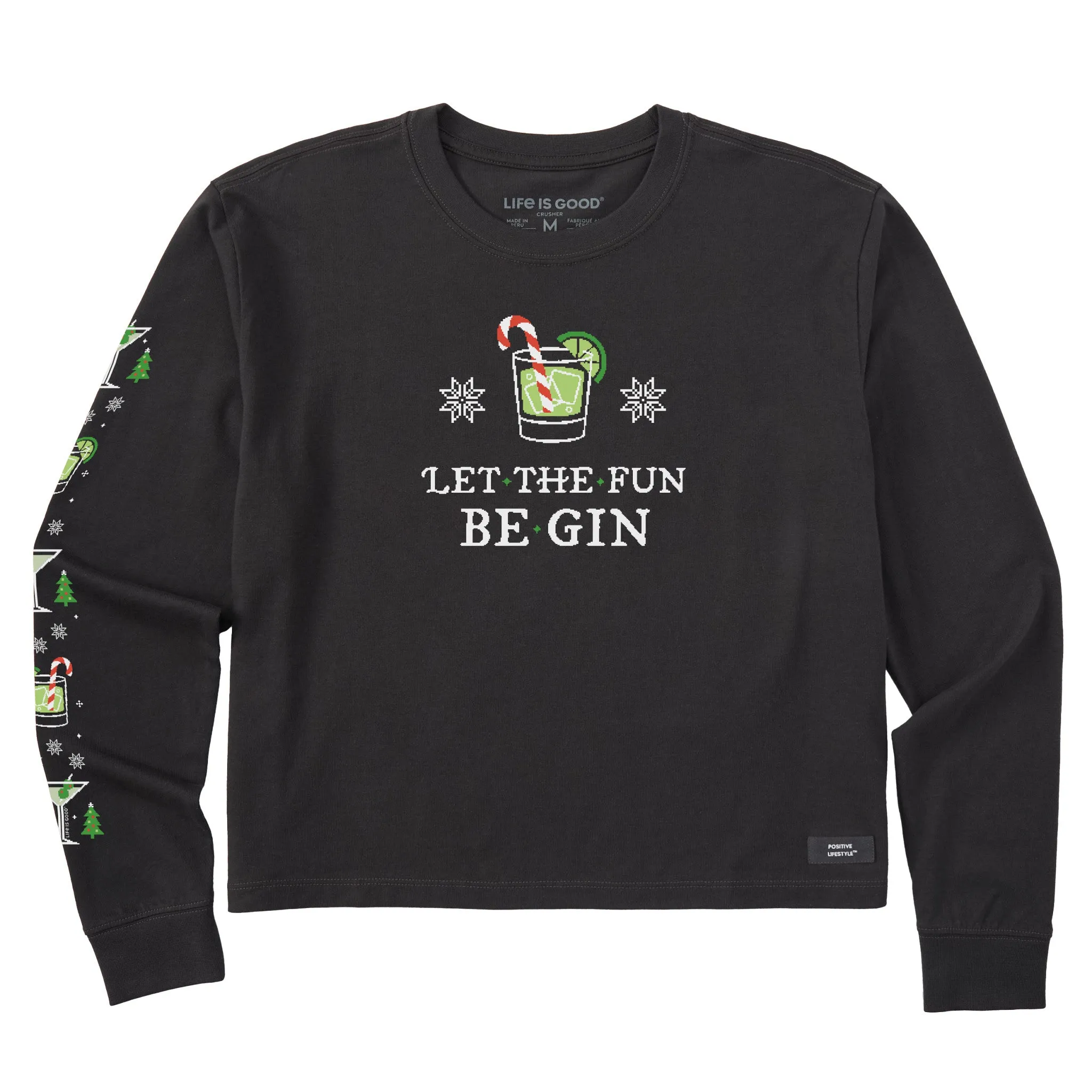 Women's Let the Holiday Fun Be Gin Long Sleeve Crusher Boxy Tee sold by Life is Good