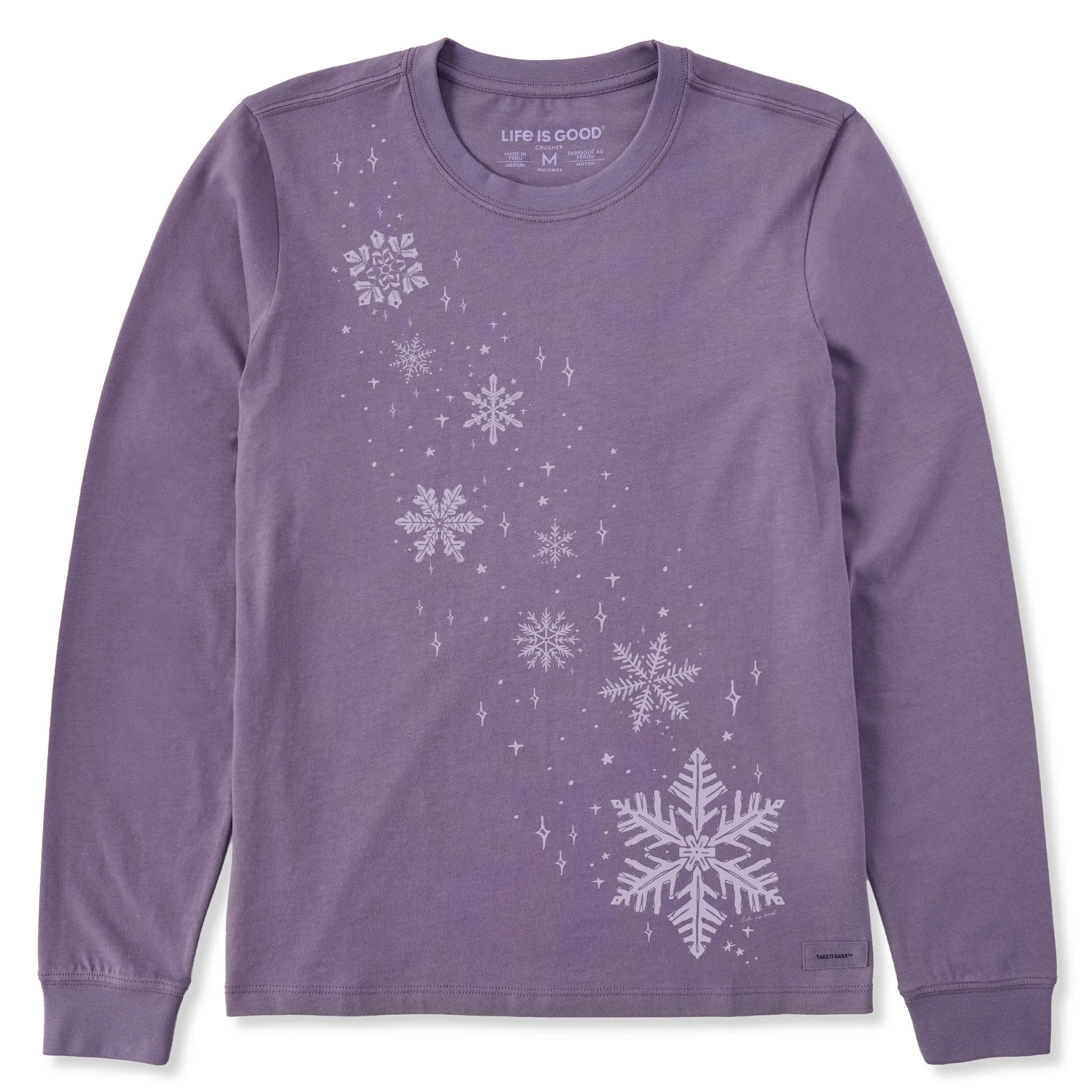Women's Sketchy Floating Snowflakes Long Sleeve Crusher Tee sold by Life is Good product image thumbnail 3