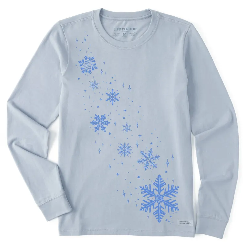 Women's Sketchy Floating Snowflakes Long Sleeve Crusher Tee sold by Life is Good