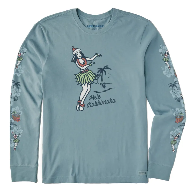 Men's Hula Mele Kalikimaka Long Sleeve Crusher Tee sold by Life is Good