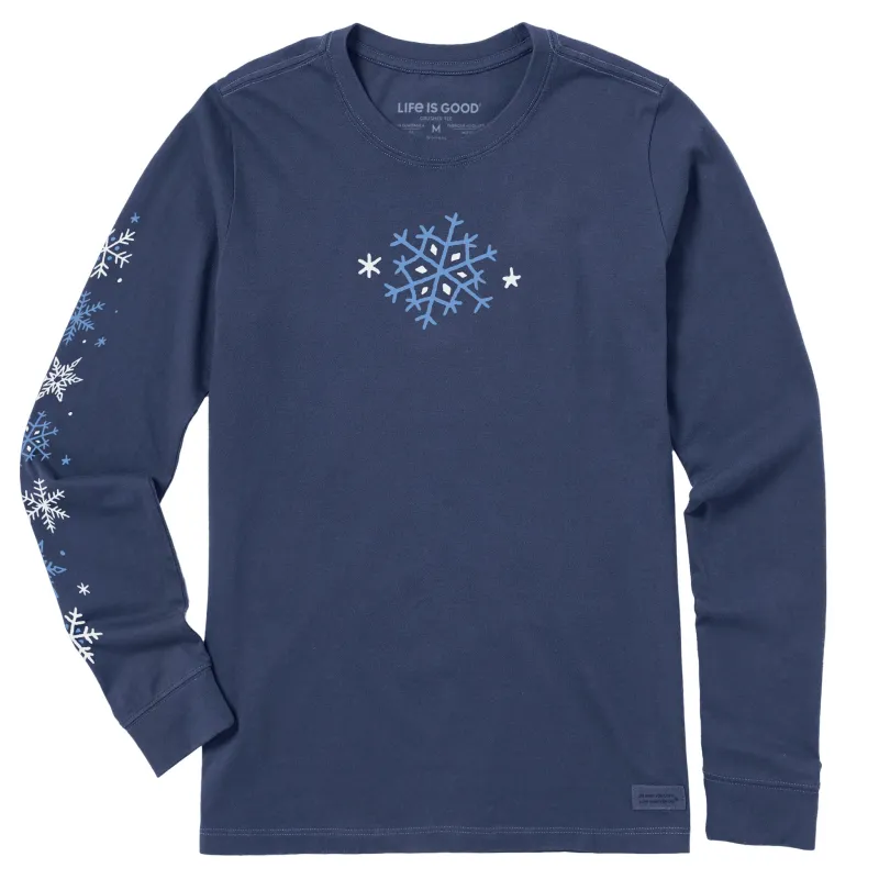 Women's Winter Snowflakes Long Sleeve Crusher Tee sold by Life is Good