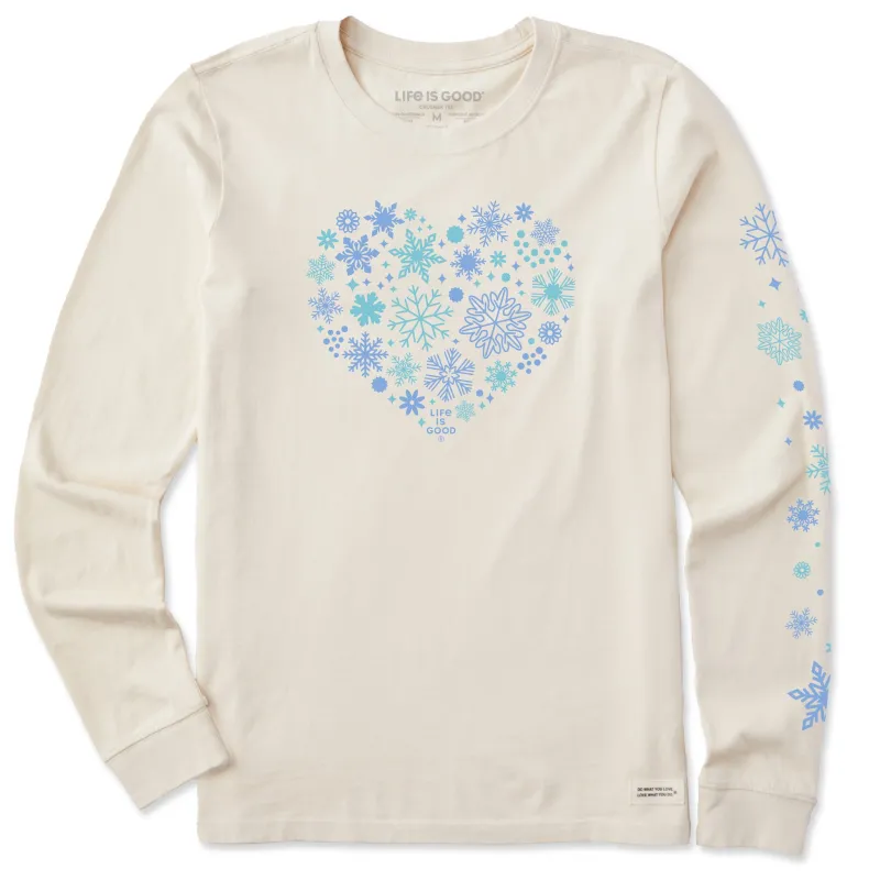 Women's Snowflake Heart Long Sleeve Crusher Tee sold by Life is Good