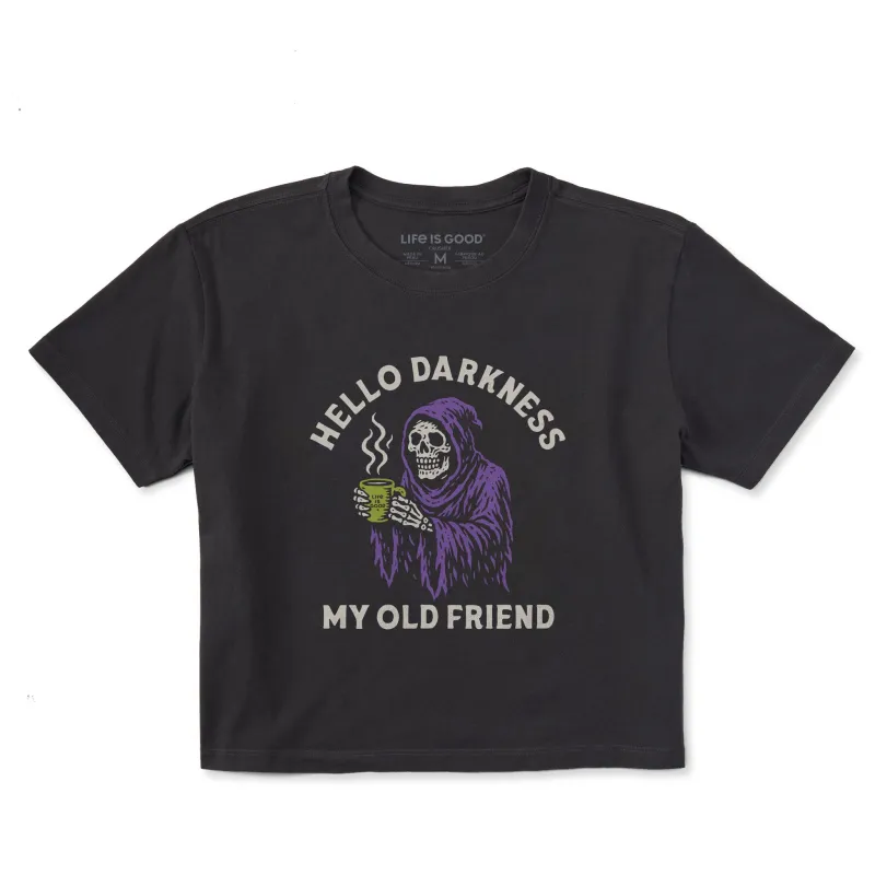 Women's Hello Darkness Reaper Short Sleeve Crusher Boxy Tee sold by Life is Good