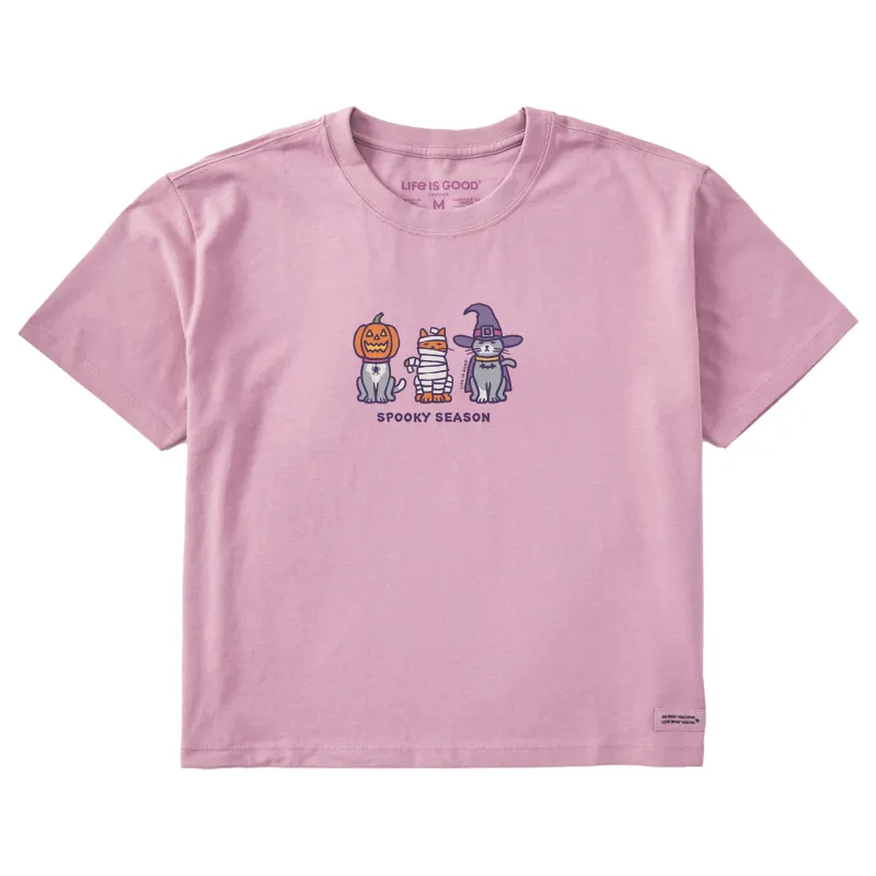 Women's Spooky Halloween Cats Short Sleeve Crusher Boxy Tee sold by Life is Good