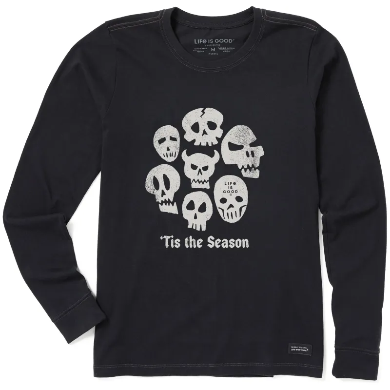 Women's Tis the Season Skulls Long Sleeve Crusher Tee made by Life is Good