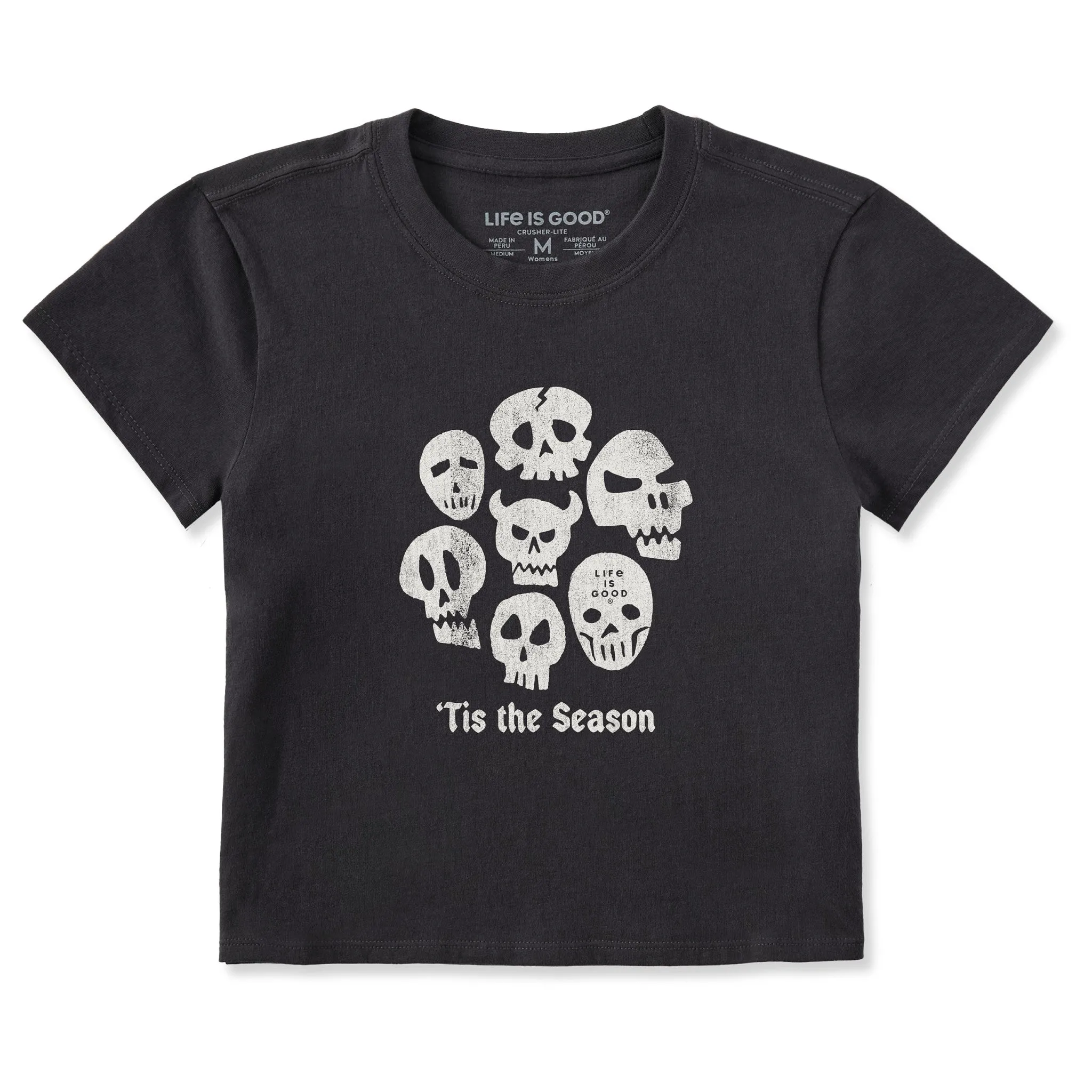 Women's Tis the Season Skulls Crusher-LITE Shrunken Tee sold by Life is Good