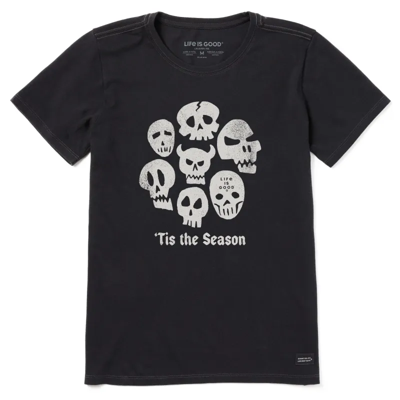 Women's Tis the Season Skulls Short Sleeve Crusher Tee sold by Life is Good