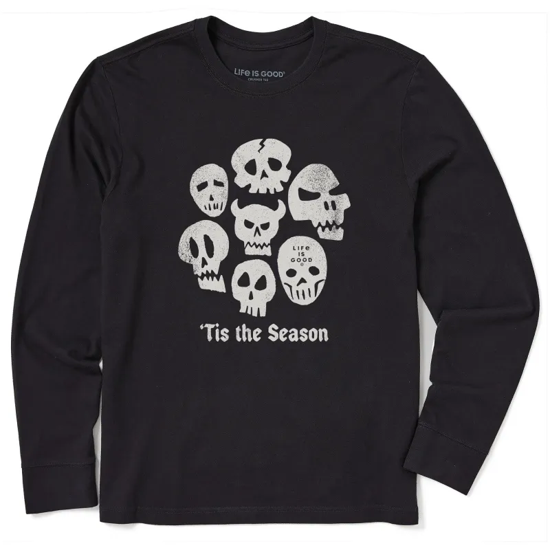 Men's Tis the Season Skulls Long Sleeve Crusher Tee sold by Life is Good