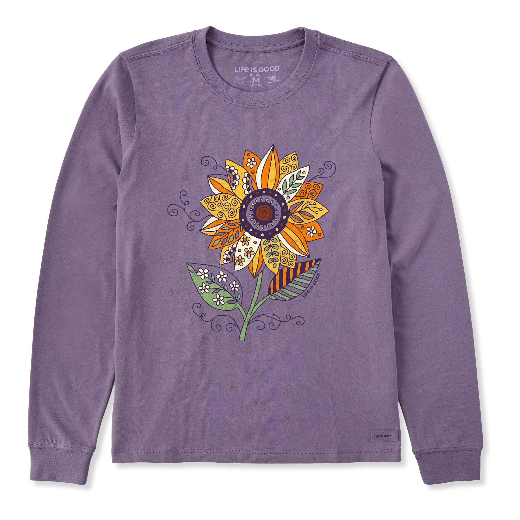 Women's Sunflower Season Long Sleeve Crusher Tee sold by Life is Good