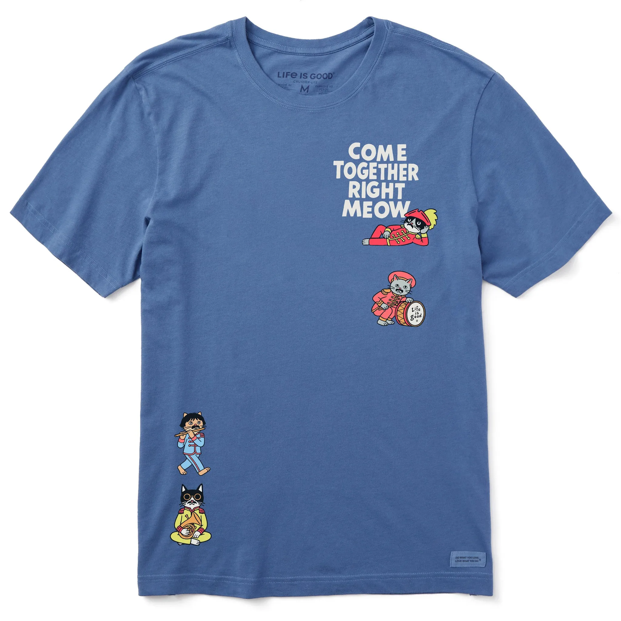 Men's Come Together Right Meow Cats Short Sleeve Tee sold by Life is Good