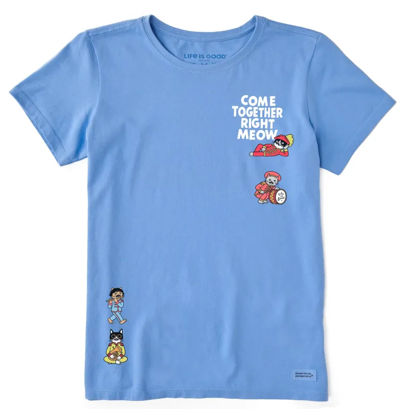 Women's Come Together Right Meow Cats Short Sleeve Tee sold by Life is Good