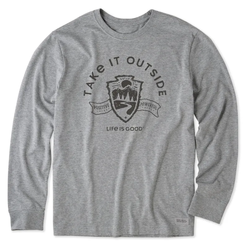 Men's Take it Outside Emblem Long Sleeve Crusher Tee made by Life is Good