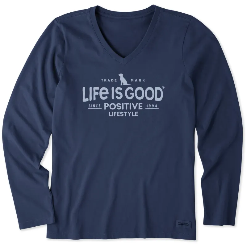Women's Positive Lifestyle Dog Long Sleeve Crusher Vee sold by Life is Good