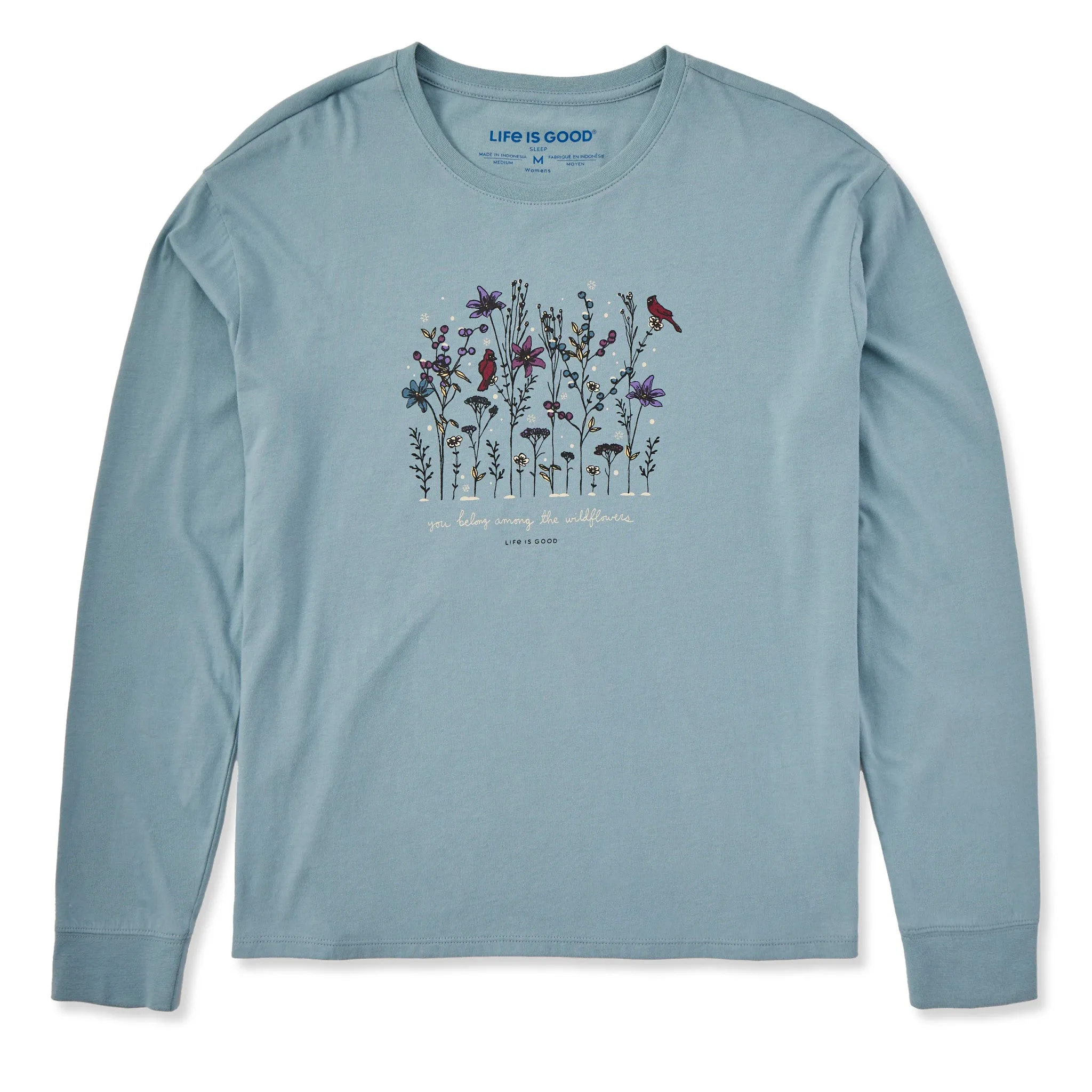 Women's Cardinal Wildflowers Long Sleeve Snuggle Up Sleep Tee sold by Life is Good product image thumbnail 5