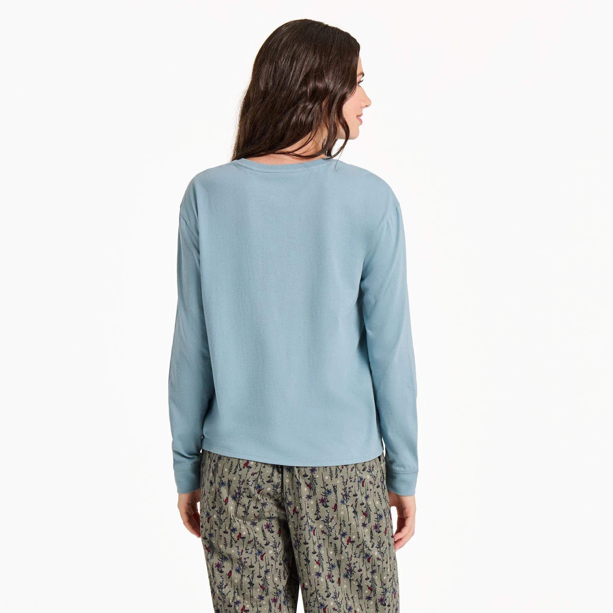 Women's Cardinal Wildflowers Long Sleeve Snuggle Up Sleep Tee sold by Life is Good product image thumbnail 3