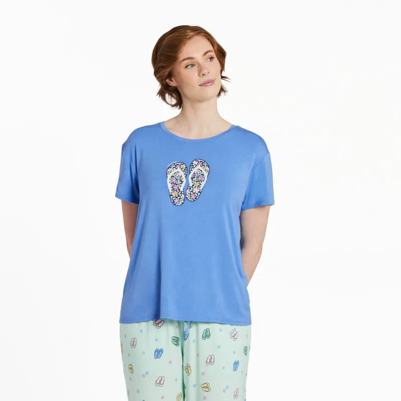 Women's Flower Flips Lightweight Sleep Tee sold by Life is Good